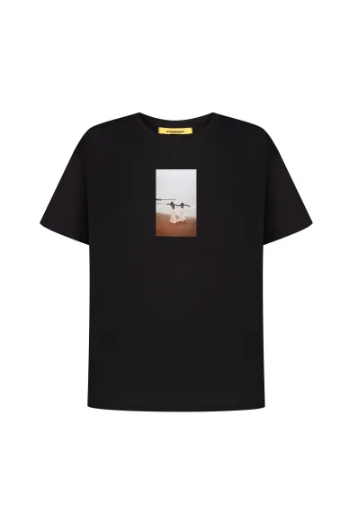Basic Cotton  relaxed fit T-shirt with print Neya - photo