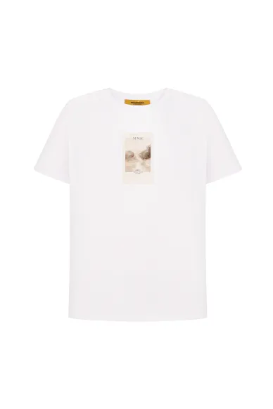Basic Cotton  relaxed fit T-shirt with print Neya - photo