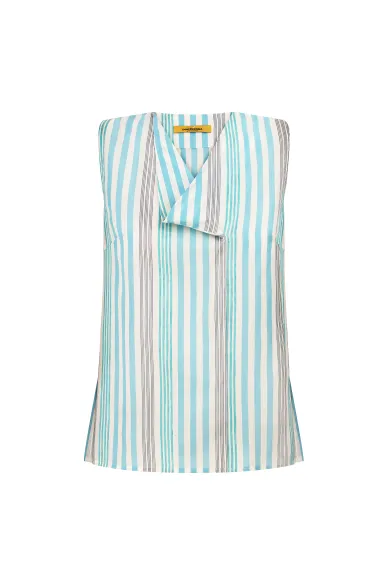Keisey Blue-Turquoise Striped Top - photo