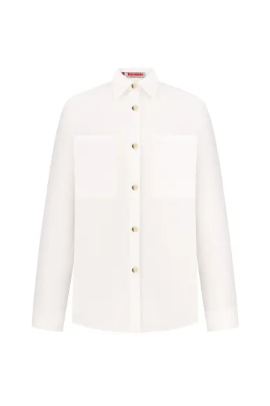 Milda long-sleeved linen white shirt - photo