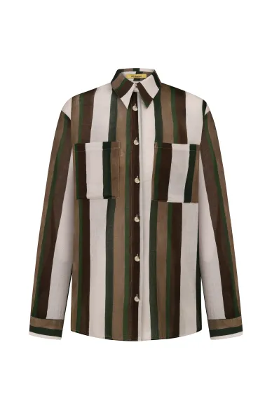 Relaxed-fit shirt with a vertical striped print Milda - photo