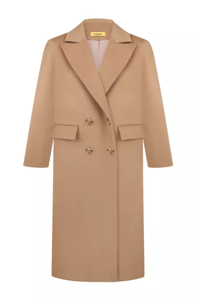 Шерстяное длинное бежевое пальто в классическом стиле Колман - фото