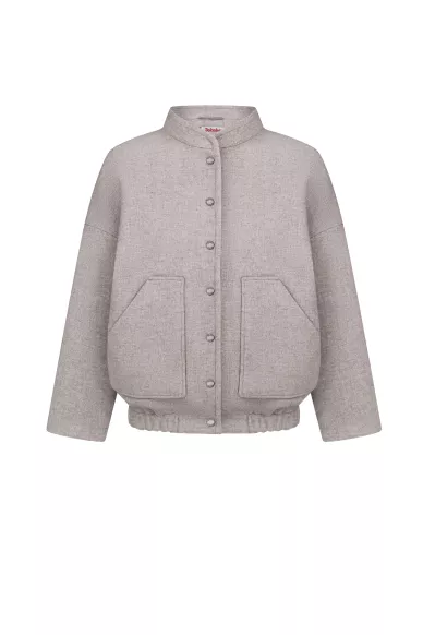 Шерстяное укороченное пальто в стиле спортшик серого цвета Зендая - фото