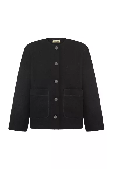Вовняний короткий кардиган чорного кольору Нікола - фото