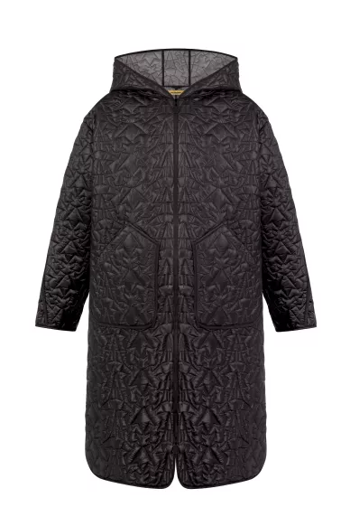 Длинная стеганная куртка с капюшоном черного цвета Альмеда - фото