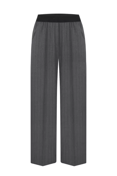 Шерстяные брюки на резинке темно-серого цвета Нешвиль - фото