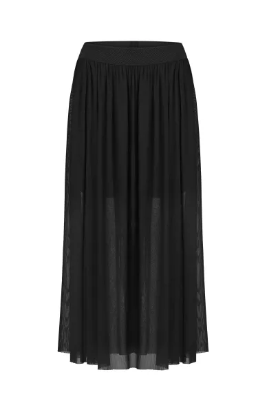 Bennett Black Lined Wool Mesh Skirt - photo