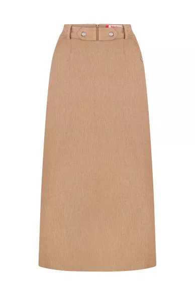 Dark beige A-line cotton midi skirt Nicola - photo