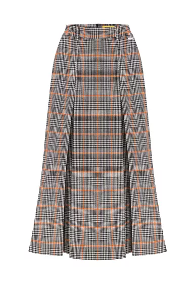 Coleman midi-length cotton skirt in taupe check - photo