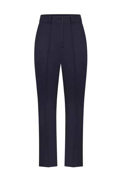 Укороченные зауженные брюки темно-синего цвета Римела - фото