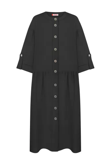 Вовняна чорна сукня вільного крою Озарк - фото