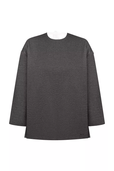 Вискозная черно-серая кофта свободного кроя с завязками на спине Колман - фото