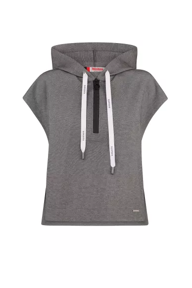 Gretta grey viscose zip-up hooded sportswear style vest - photo