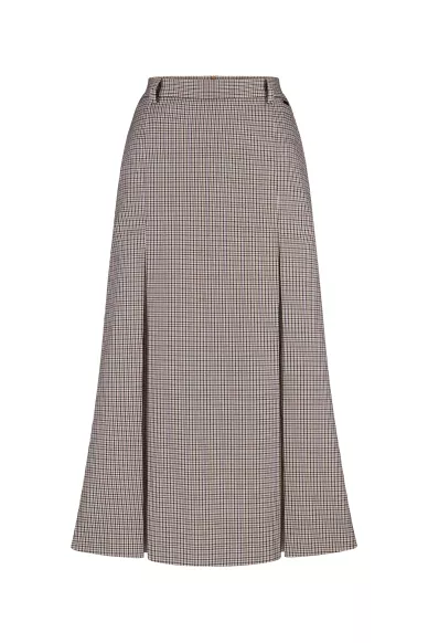 Coleman midi-length cotton skirt in gray and black check - photo