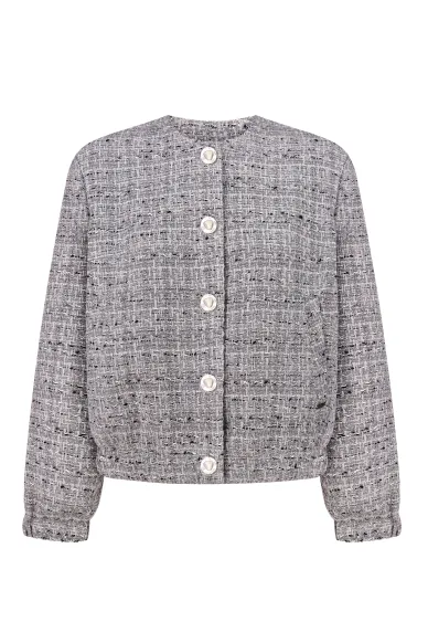 Бавовняний укорочений кардиган сірого кольору Амелі - фото