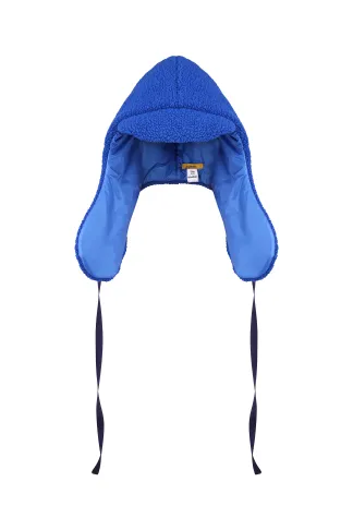 Вовняна шапка-ушанка кольору електрик Кені