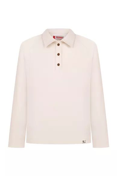 Віскозне поло на гудзиках молочного кольору Дарсі - фото