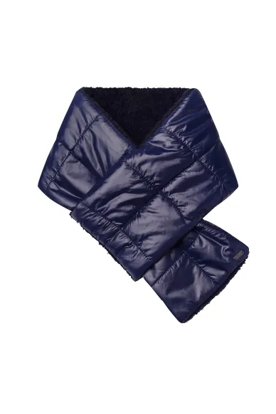 Шерстяной двухсторонний шарф темно-синего цвета Кенни - фото