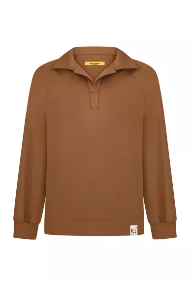 Віскозне поло з воротом коричневого кольору Кейт - фото