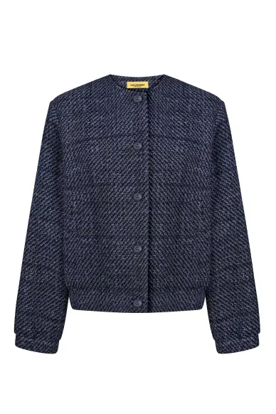 Бавовняний укорочений кардиган синього кольору Амелі - фото