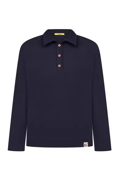 Віскозне поло на гудзиках темно-синього кольору Дарсі - фото