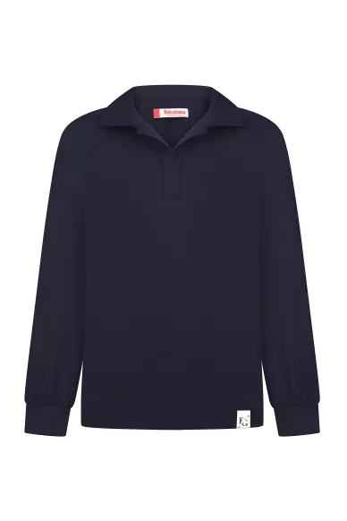 Віскозне поло з воротом темно-синього кольору Кейт - фото