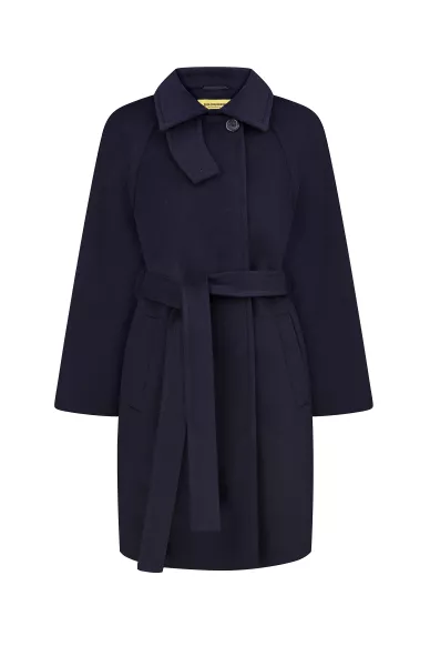 Шерстяное меди пальто халатного кроя в темно-синем цвете Альмеда - фото