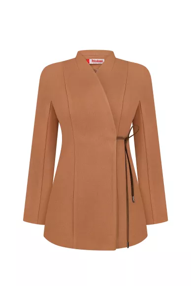 Alderton mustard kimono tie waist fitted jacket - photo