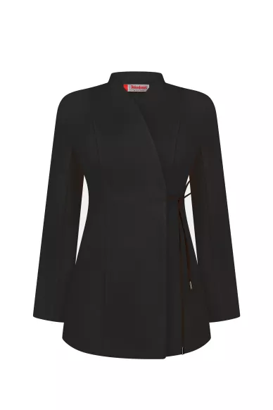 Alderton Black Kimono Tie Waist Fitted Jacket - photo