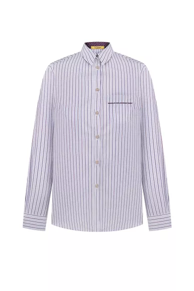 Бавовняна сорочка в біло-блакитну смужку Гвен - фото