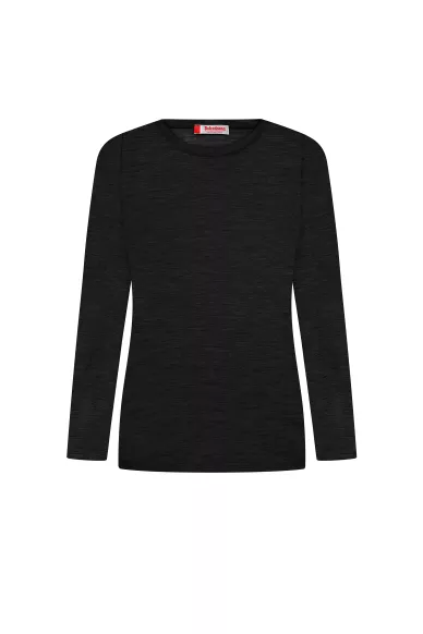 Вовняний лонгслів чорного кольору Каміль - фото