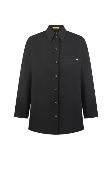 Бавовняна класична сорочка чоловічого покрою чорного кольору Колман - фото