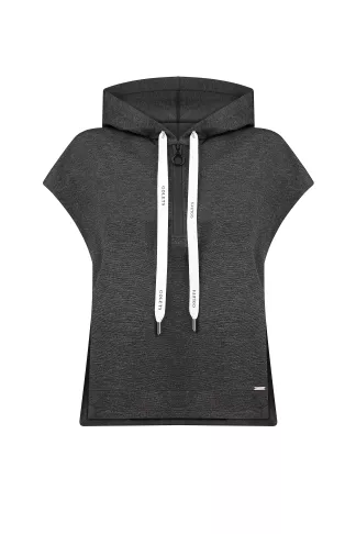 Gretta grey viscose zip-up hooded sportswear style vest
