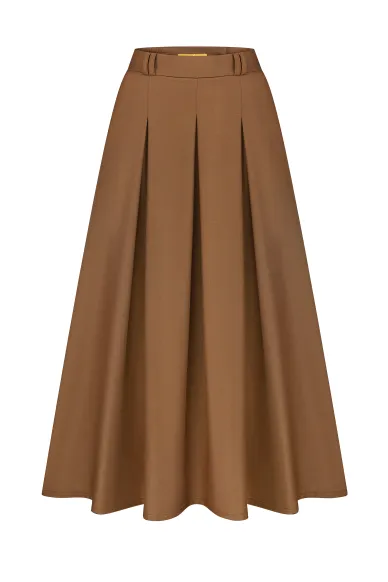 Marinela beige wool flared sun skirt - photo