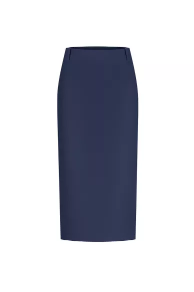 Вовняна в сіро-синю клітинку спідниця прямого покрою Кейхін - фото