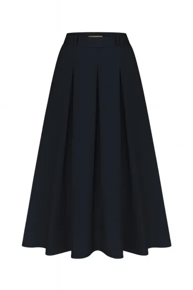 Темно-синя вовняна спідниця сонце-кльош Марінела - фото