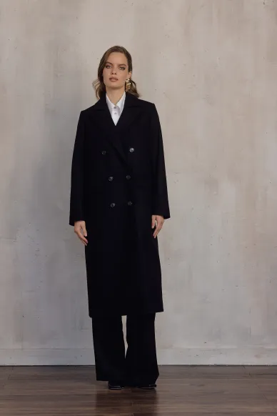 Coleman long black wool coat with a classic cut - photo