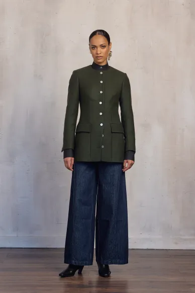"Augustina" dark green fitted wool jacket - photo