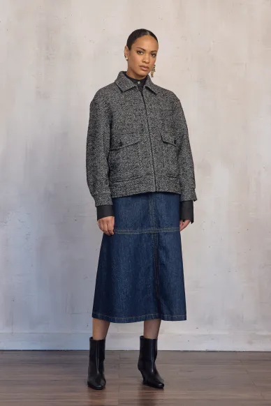 Rua black and white wool zip-up short coat - photo