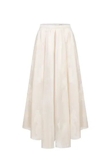 Amaretta cream-colored voluminous silk skirt - photo