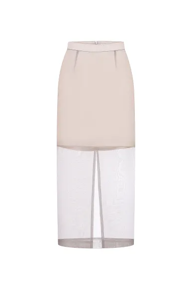 Genoa semi-sheer long skirt in grey - photo