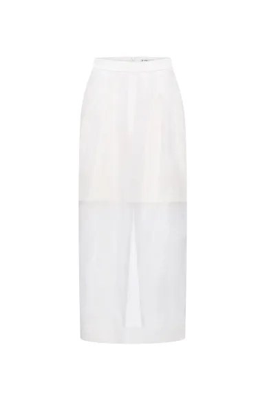 Genoa long semi-sheer skirt in white - photo