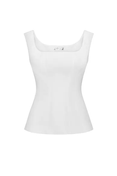 Greta white viscose corset blouse - photo