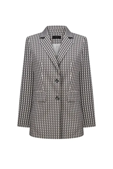 Avalon oversized jacket with a black and beige print - photo