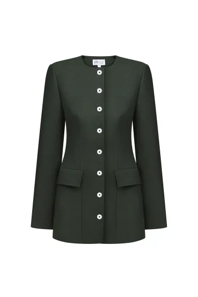 "Augustina" dark green fitted wool jacket - photo