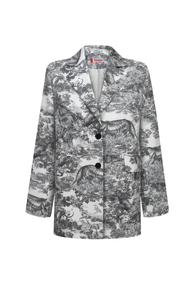 Avallon oversized jacket with a grey and white print - photo
