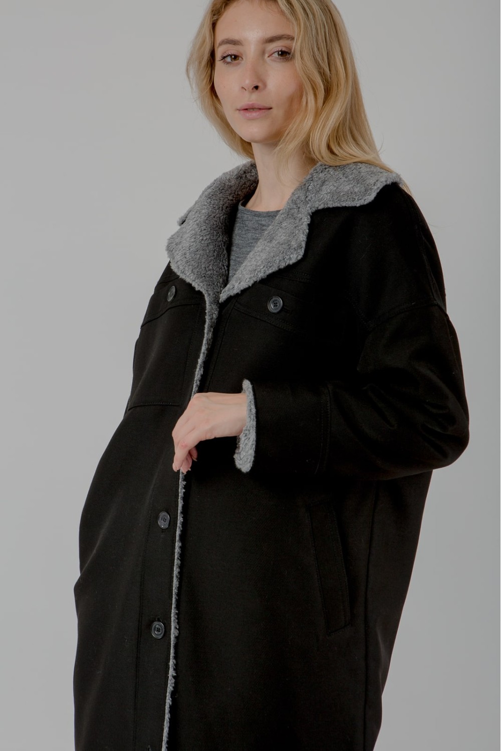 Shirt-coat with faux fur lining Jaline - photo 8