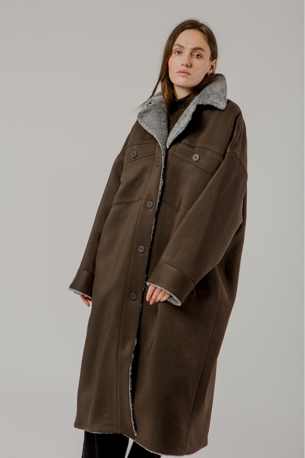 Shirt-coat with faux fur lining Jaline - photo 6