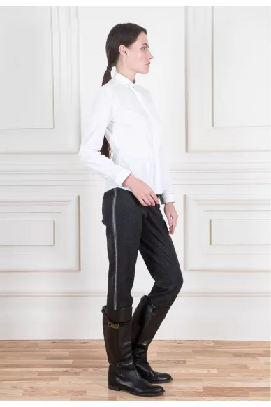 Зауженные брюки из шерстяной фланели со стрейчем - фото