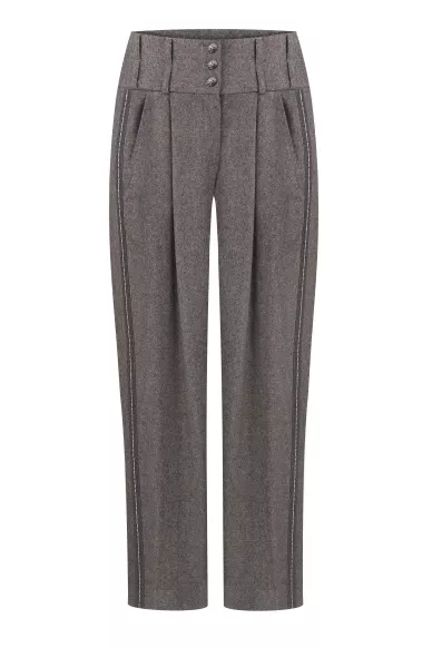 Laurel wool flannel cropped banana pants - фото